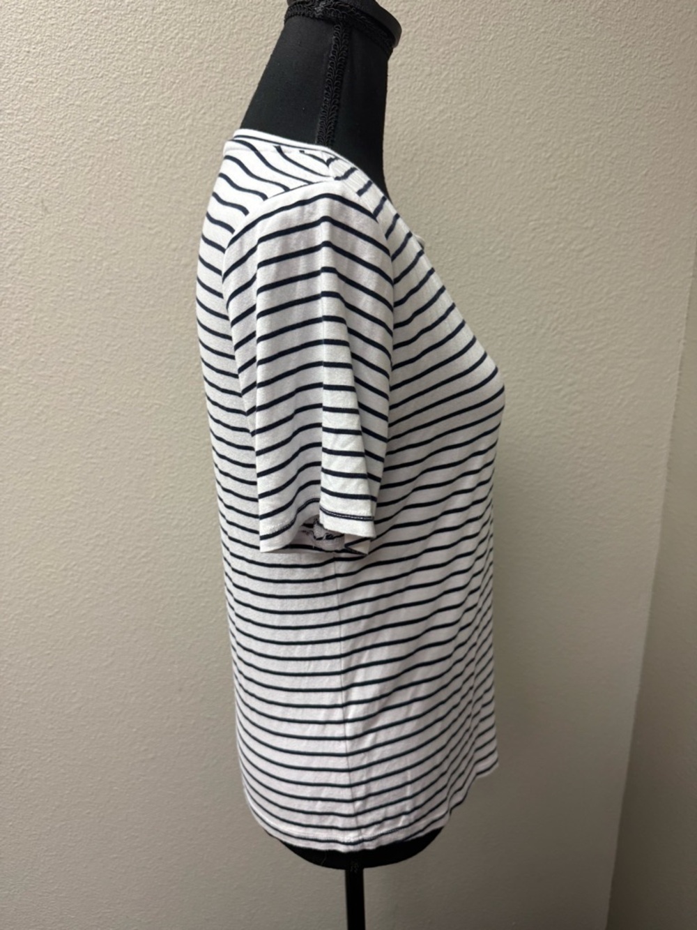 French Laundry Striped Tee Navy White Short Sleeve Classic Casual Top L - Picture 6 of 8